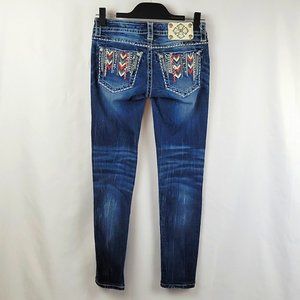 Miss Me Dark Blue Embroidered Ankle Jeans